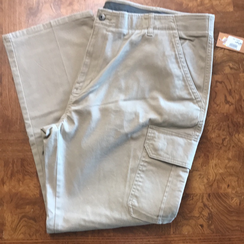 NWT Denver Hayes  Men's Slim Fit Tan Stretch Cargo Pants 46 x 32